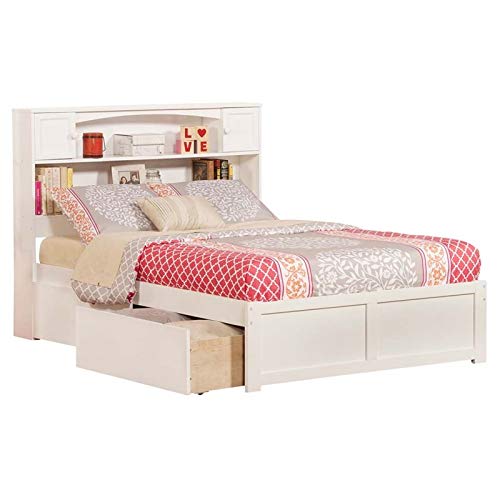 Pemberly Row Full Storage Platform Bed in White Beachfront Decor