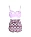 High Waist Floral Purple Bikini Strappy Push Up Underwire Bathing Suit PPTFB4