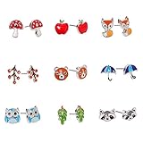 Aganippe 9 Pair Sets Cute Animal hypoallergenic Stud Earring Sets For Girls kids