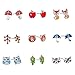 Unique Queen 9 Pair Sets Cute hypoallergenic Animal Stud Earrings Set For Girls kids Women Sterling Silver earrings Halloween Gifts