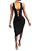 TOB Women's Sexy Bodycon Bandage Hollow Out Party Club Midi Dress