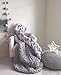 welltree Merino Soft Chunky Wool Yarn for Arm Knitted DIY Your Favorite Thick Blankets (Grey - 6.6 lbs)