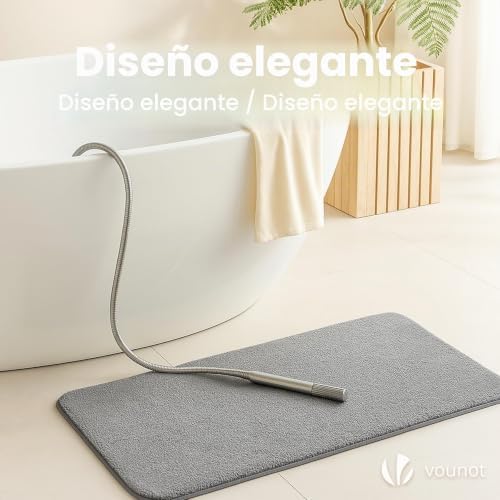 ® Tapete de banho antiderrapante 40 x 60 cm, super absorvente e tapete de microfibra extra espesso, lavável à máquina, macio e almofadado, cinzento