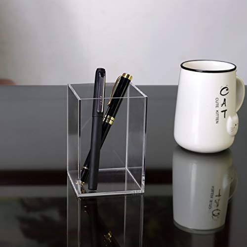 NIUBEE Acrylic Pen Holder 4 Pack,Clear Desktop Pencil Cup Stationery