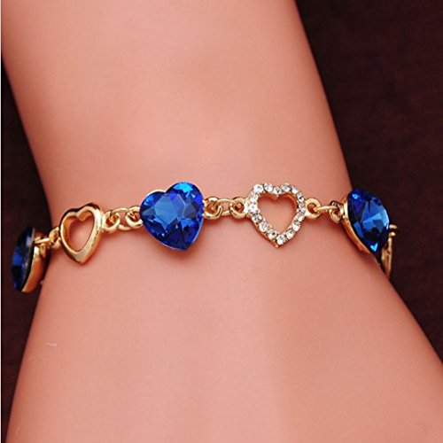 19 likes heart blue stone charm girl's bracelet albr0031bl