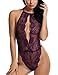Avidlove Lingerie for Women Teddy One Piece Lace Babydoll Chemsie Deep V Bodysuit Purple Small