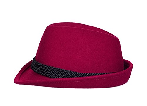 Alpine Holiday Oktoberfest Wool Bavarian Fedora Hat - Red - Size Medium (7 to 7 1/8)
