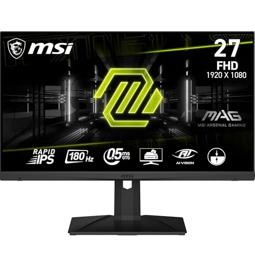 MSI MAG 275F Gaming Monitor 27" FHD - Rapid IPS Panel 1920x1080, 180Hz / 0,5ms (GtG), HDR Ready, AMD FreeSync™, AI Vision, HDMI™ 2.0b, DP 1.4, randlos