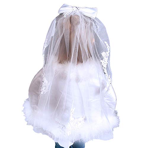 Girls First Communion Veils | Confirmation Christening Veils | Floral and Bright Headpieces | Catholic Children Veils | Christian Apparel (Large Bow)