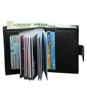 Cloud Woods Black Leather Credit Card Holder for Mens