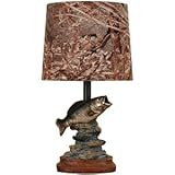 Mossy Oak Fish Accent Lamp Dark Woodtone Camo shade