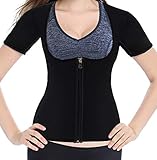 Women Neoprene Sauna Sweat Waist Trainer Vest for Weight Loss Gym Workout Body Shaper Tank Top Shirt with Zipper