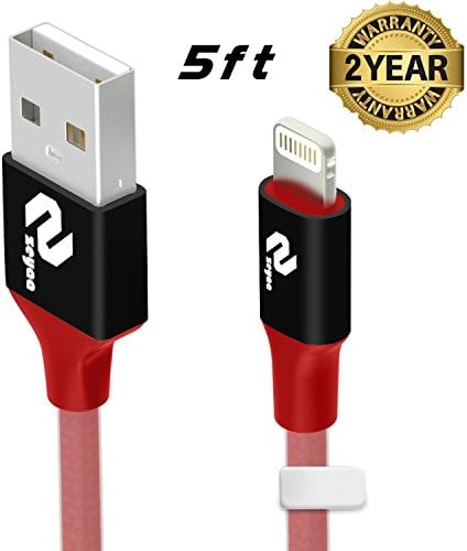 Zeyaa Universal Reversible Lightning Data Sync and Charger USB Cable, 5-Feet, Red Jade