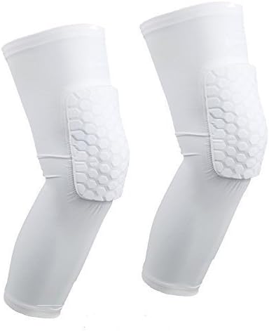 AceList 2 Packs (1 Pair) Protective Compression Wear - Men & Women Basketball Brace Support Wrap Knee for Volleyball, Football, Contact Sports - Snug & No Chafing Padded Knee Sleeves White