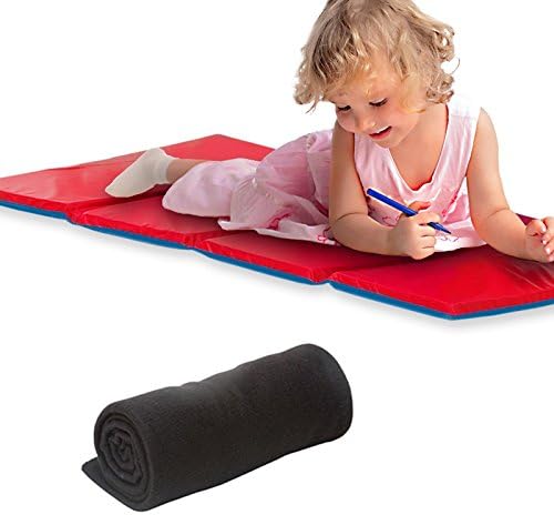 Posh Earth Child Sleep Mat Set, 1" Folded Rest Mat and TrailWorthy 45" x 60" Fleece Blanket Combo, Use for Daycare, Preschool, Camping or Diaper Changing