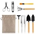9 Piece Basic Bonsai Tools Set, Includes Pruning Shears, Mini Rake, Fold Scissors and More