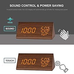 JALL Digital Alarm Clock, with Wooden Electronic