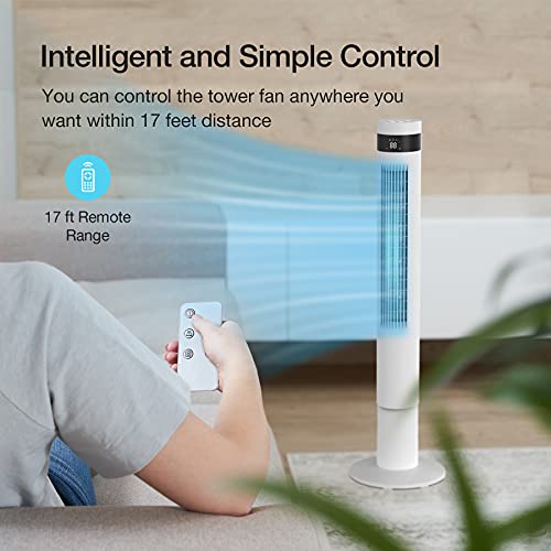 Tower Fan for Bedroom White Tower Fan with Remote, Quiet Fans Tower