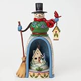 Jim Shore for Enesco Heartwood Creek Snowman with Lighted Winter Scene Figurine, 9.75-Inch