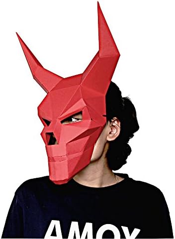 Chookie 3D Paper Mask Animal Head molds DIY Halloween Party Costume Cosplay Facial Paper-Craft Kit (Monster Red)