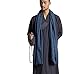KATUO Gray Men's Long Gown Traditional Buddhist Meditation Robe S-3XL (XL)