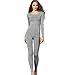 Liang Rou Women's Scoop Neck Long Johns Ultra Thin Modal Thermal Underwear Top & Bottom Set