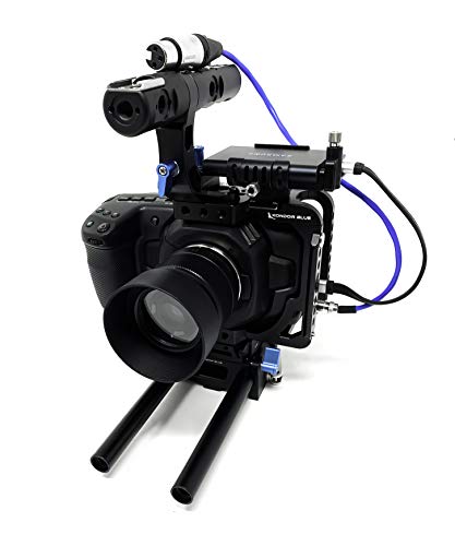 KONDOR BLUE BMPCC4K Half Cage Rig for Blackmagic Pocket Cinema Camera 4K with Top Handle, NATO Rails, 15mm Rod, Cold Shoe, Bubble Leveler and Optional T5 SSD Holder, Metabones Speedbooster Bracket