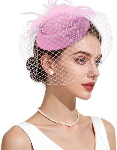 Vintage Sinamay Teardrop Pillbox Fascinator Hat with Veil Clip for Church Derby Teardrop Womens British Style Sinamay Fascinator Hat Tam  main image 3