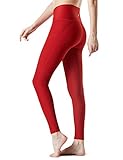 Tesla TM-FYP54-RED_Medium Yoga Pants High-Waist Leggings w Side Pockets FYP54