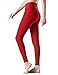 Tesla TM-FYP54-RED_Medium Yoga Pants High-Waist Leggings w Side Pockets FYP54