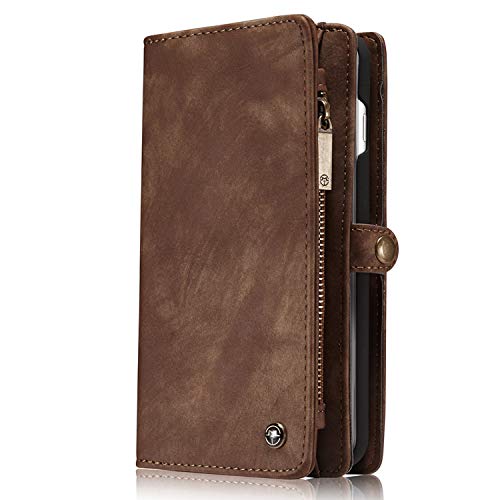 Leather Wallet Magnetic Detachable Phone Case with Card Holder Flip Cover for IPhone XS MAX, Brown - Thumbnail 7
