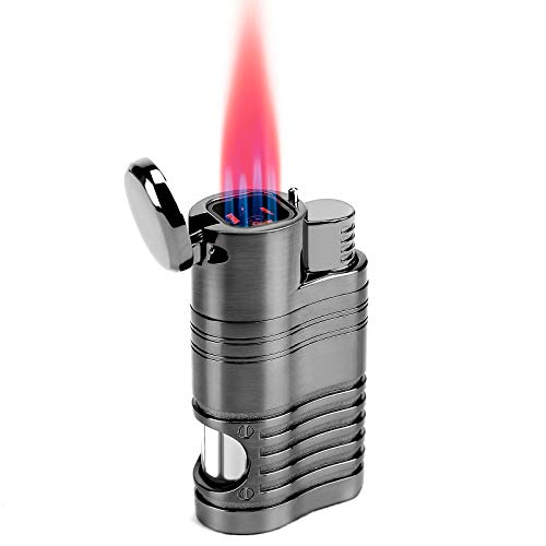 Torch Lighter Refillable Lighter, 4 Jet Flame Lighters, Windproof Gas Fluid Lighter with Punch