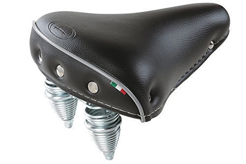Selle Montegrappa Bicycle Saddle City Cruiser Saddle SM 110 Iris Spring Frame, Made in Italy, 4 Colours, Black