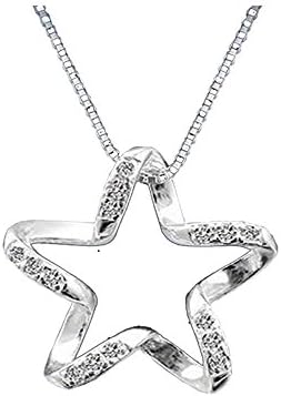 Kocon 925 Sterling Silver Open Twisted Star Pendant Necklace, 18" (Star Pendant Necklace)