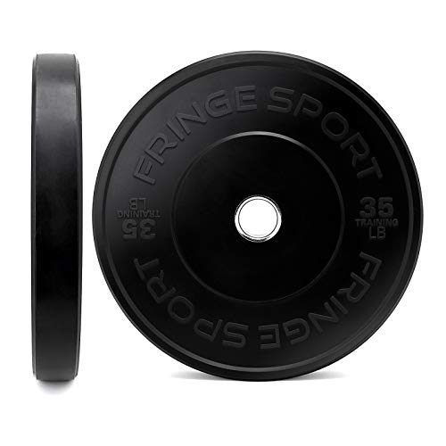 OneFitWonder 230lb Black Bumper Plates Set (10/25/35/45lb Pairs) - Weight Plates with Low Bounce for Strength Training, Olympic Weight Lifting, Powerlifting, Garage Gym