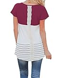 Imily Bela Women's Short Sleeve Colorblock T Shirt Lace Inset Tees Tops