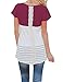 Bela Women's Short Sleeve Colorblock T Shirt Lace Inset Tees Tops, Red, X-Large