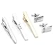 PiercingJ 5pcs Set Stainless Steel Exquisite GQ Classic Tie Bar Clip & Cufflinks, 2.3Inches