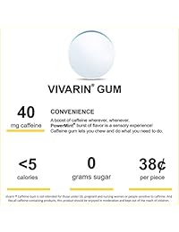 Vivarin - Goma de cafeína, 8 piezas, goma de masticar sin azúcar, 12 unidades