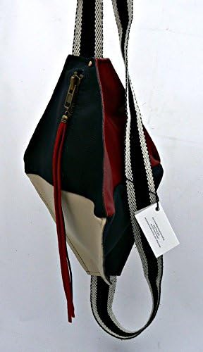 Handmade Diamond shaped Shoulder Bag Purse in black, red and, cream