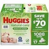 Huggies Sensitive Wipes Fragrance Free, 17 Flip-Top Packs, 64 ct, 1088 Wipes