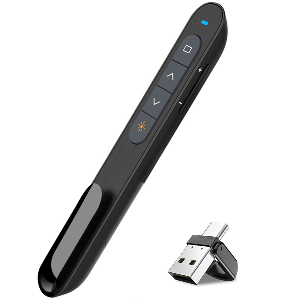 Photo 1 of USB/Type-C 2 in 1 Presentation Clicker for Powerpoint, Hyperlink Volume Control Wireless Presenter Remote Presentation Pointer Slide Advancer PPT Clicker for Mac iPad Computer Laptop
