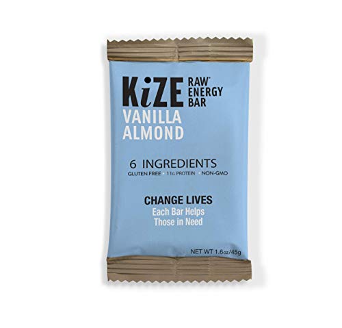KizeEnergy Bar, Vanilla Almond, 10 Count, 9g Grass-Fed Whey Protein, Non-GMO, Gluten Free, Soy Free, Mission Based, Made in USA, High Protein Snacks