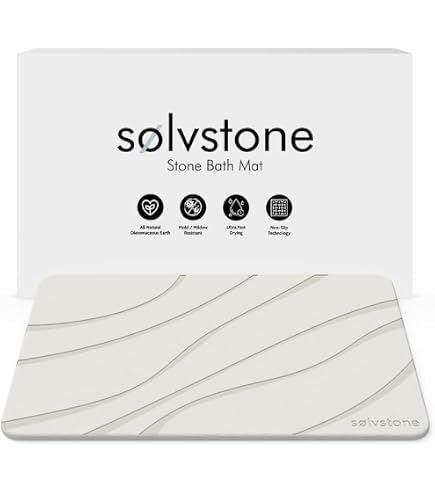 Tapis De Bain En Pierre De Diatomite 40,6x30,5 Cm - Ultra Absorbant, Antidérapant, Séchage Rapide - Gris Clair - 2