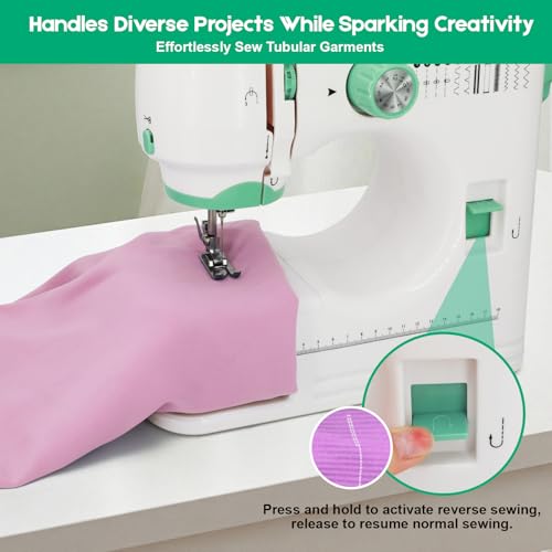 Xamanabu Sewing Machine for Beginners, 12 Built-in Stitches with Reverse Sewing, 6 Presser Feet Included, Portable Dual-Speed Machine with Foot Pedal & LED Light for Home Crafting