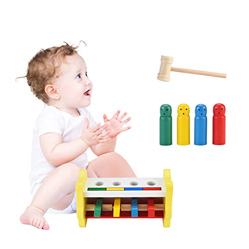 image for Pounding Bench Wooden Toy with Mallet,salaheiyodd Wooden Pounding Benc