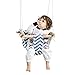Secure Canvas Baby Swing with Safety Belt, Wooden Hanging Swing Seat Chair - Indoor Outdoor, Baby Hammock Swing for Infant and Toddler (Blue)