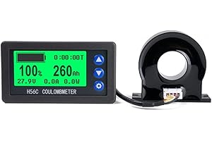 TKXEC Battery Monitor Hall Sensor Coulomb Tester DC 9~100v 100A/400A Digital Voltmeter Ammeter Battery Capacity Power Electricity AH Voltage Meter Coulometer for RV,Car,Golf Cart,Boat
