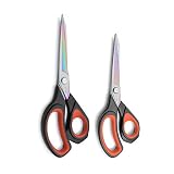 LIVINGO 2 Pack Premium Tailor Scissors Heavy Duty Multi-Purpose Titanium Coating Forged Stainless Steel Sewing Fabric Leather Dressmaking Softgrip Shears Professional Crafting (8.5+9.5INCH)