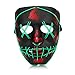 Halloween Purge Mask, Led Light Up Glowing Scary Mask with EL Wire for Kids Adults Costume Cosplay (Green)